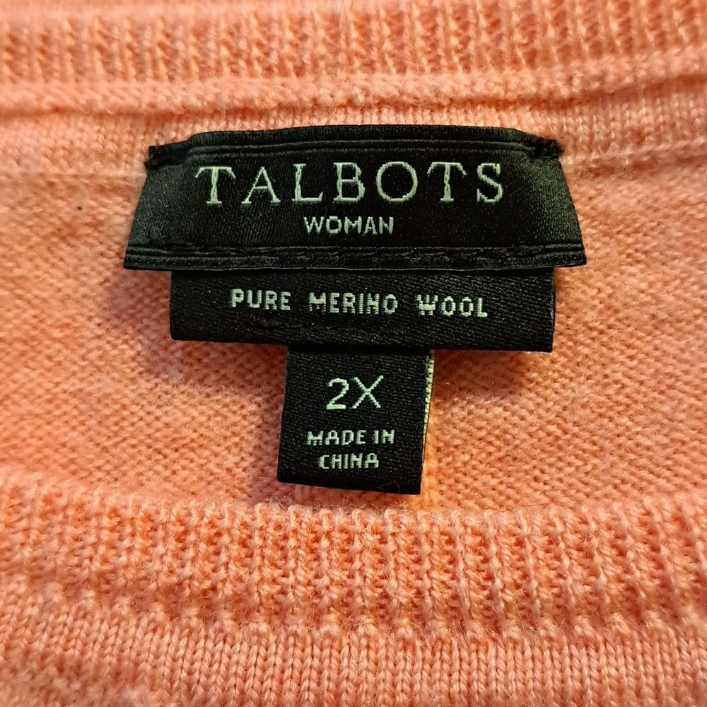 Talbots Woman Sweater Pink Merino Wool Soft Size 2X Dropped Shoulder 3/4 Sleeve - Picture 6 of 10
